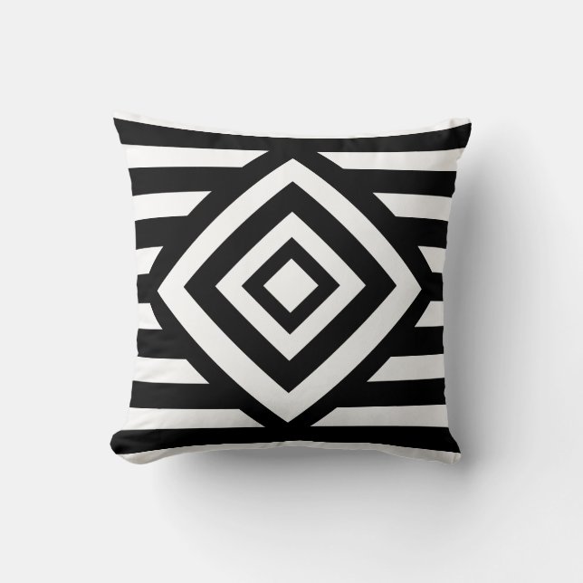 Coussin Mode Diamants noirs et blancs & Grilles (Recto)