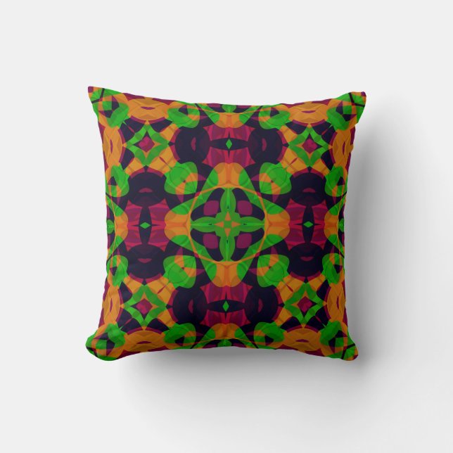 Coussin mode d'impression ornementale ethno kaléidoscopiqu (Recto)