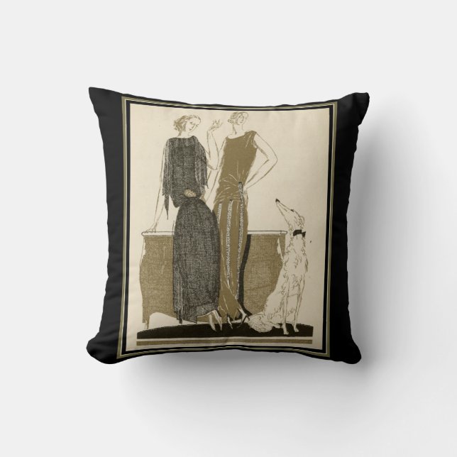 Coussin Mode française Art déco des années 1920 (Recto)