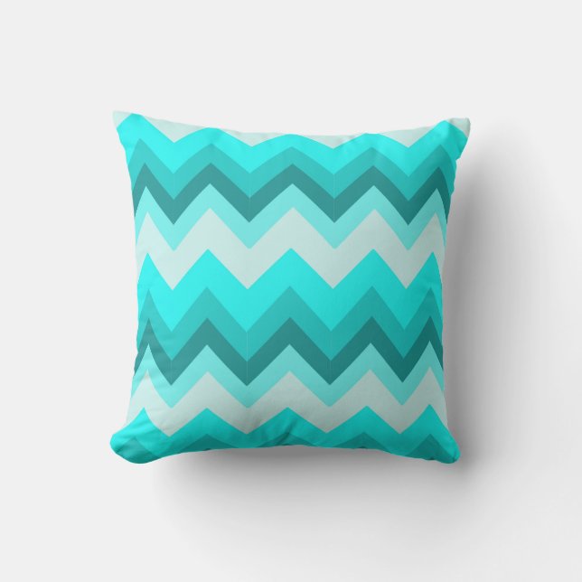 Coussin mode moderne girly ombre turquoise turquoise chevr (Recto)