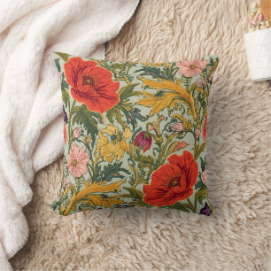 Coussin Modèle Art nouveau de coquelicots de William Morri