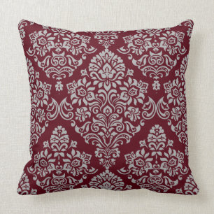 Coussin Modèle Damas luxueux sur la Bourgogne riche et pro