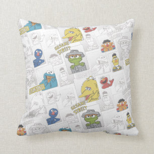 Coussin Modèle de dessin animé vintage de Sesame Street