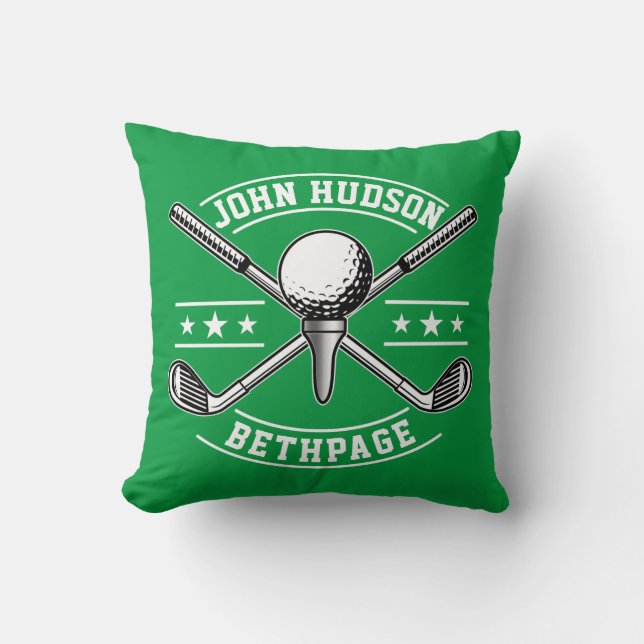 Coussin Modèle de monogramme à couronne avec design de gol (Recto)