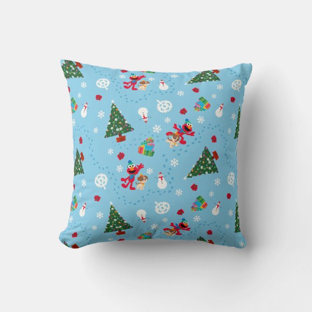 Coussin Modèle de Noël bleu d'Elmo & Tango (Recto)