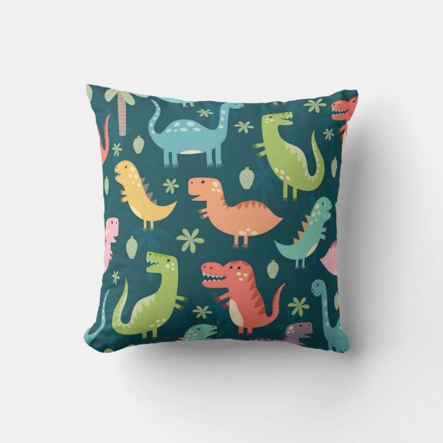 Coussin Modèle de nurserie pour garçons dinosaures (Recto)