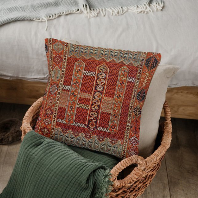 Coussin Modèle de tapis oriental en orange (Créateur téléchargé)