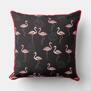 Coussin Modèle flamant coloré sur Arrière - plan noir