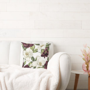Coussin Modèle floral Bourgogne