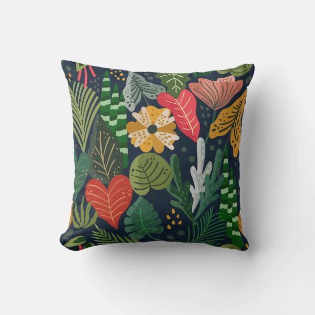 Coussin Modèle floral de feuillage vert moderne (Recto)