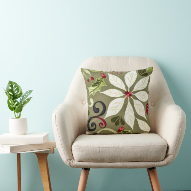 Coussin Modèle floral de Noël (Chaise)