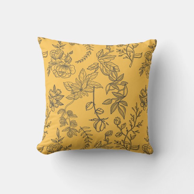 Coussin Modèle floral de pays français jaune (Recto)