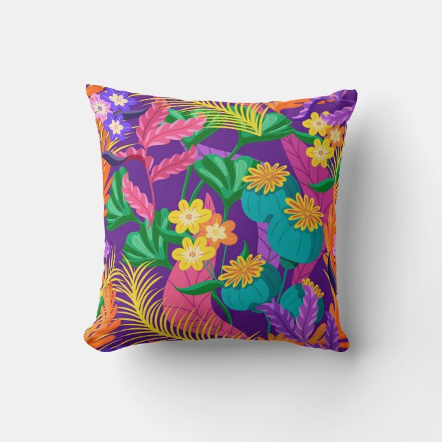 Coussin Modèle floral exotique coloré-23148 (Recto)