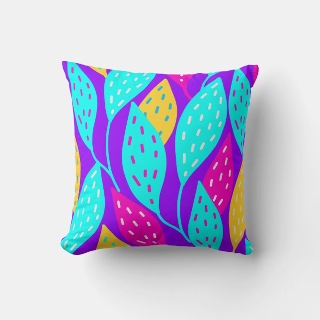 Coussin Modèle floral Feuille de néon brillant (Recto)