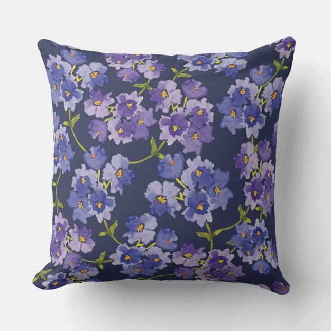 Coussin Modèle floral foncé marine et violet (Recto)