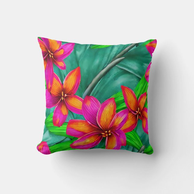 Coussin Modèle floral Paradis tropical (Recto)