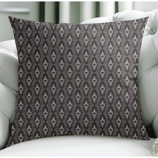 Coussin Modèle moderne élégant noir et blanc Damas (Créateur téléchargé)