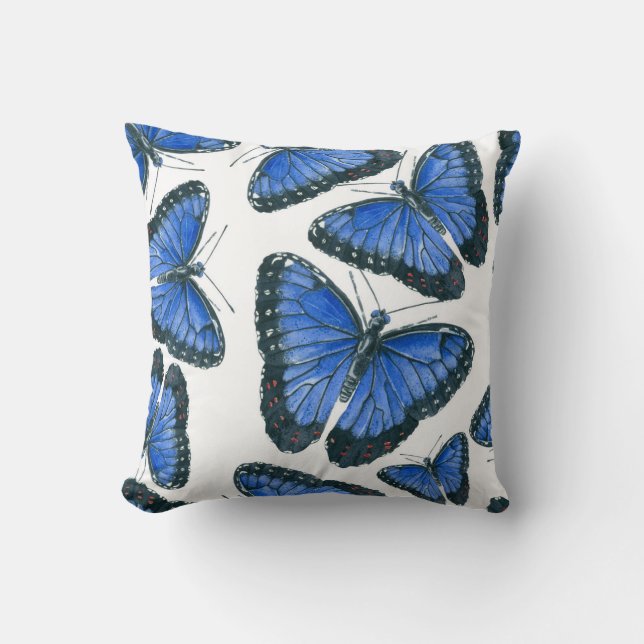 Coussin Modèle motif de papillon bleu morpho (Recto)
