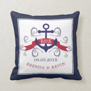 Coussin Modèle nautique de mariage d'ancre de bateau