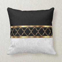 Modèle Quatrefoil blanc, noir et or et Damask2