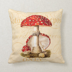Coussin Modèle vintage de champignons de rouge de