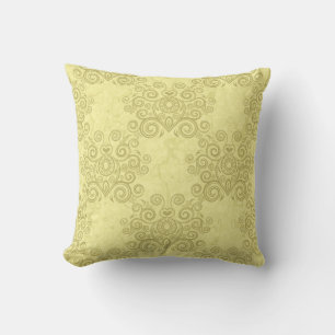 Coussin Modèle vintage de Damas d'or jaune