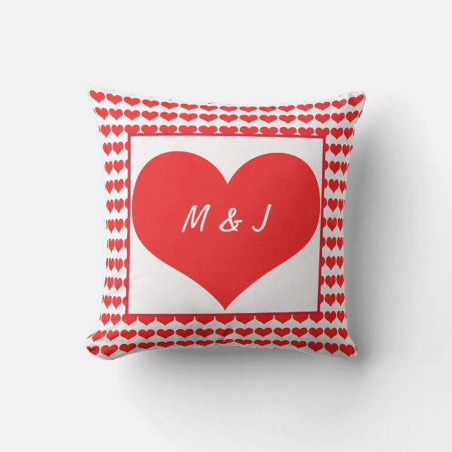 Coussin Modèles de cœur Monogramme Initiales Saint-Valenti (Recto)