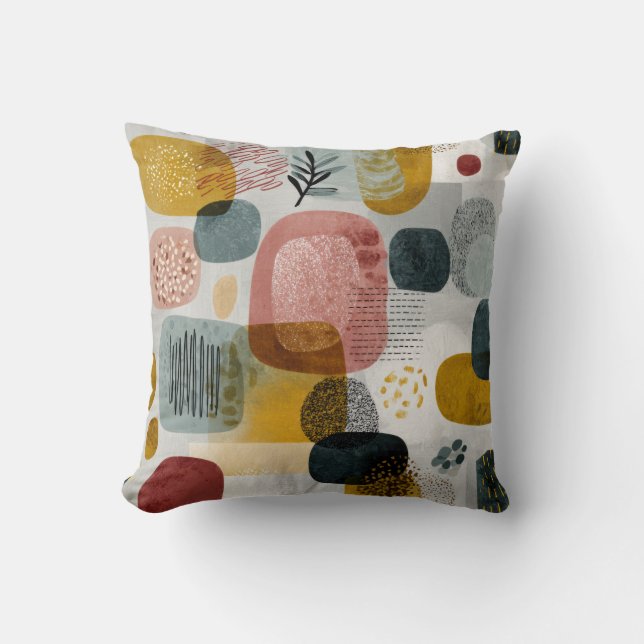 Coussin Modern Abstract Geometric Throw Pillow – Earthy Pa (Recto)