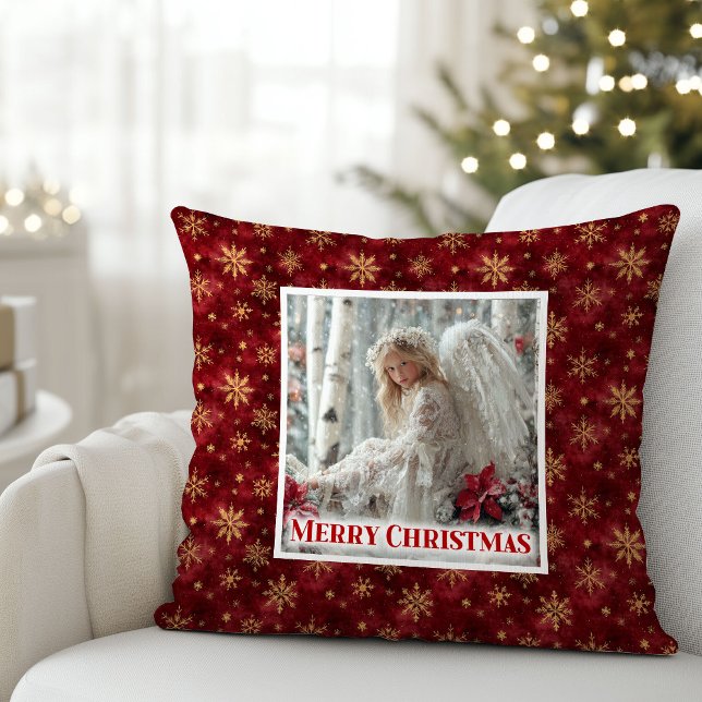 Coussin Modern Angel Red Gold Personalized Best Christmas  (Modern Angel Red Gold Personalized Best Christmas Pillow

)