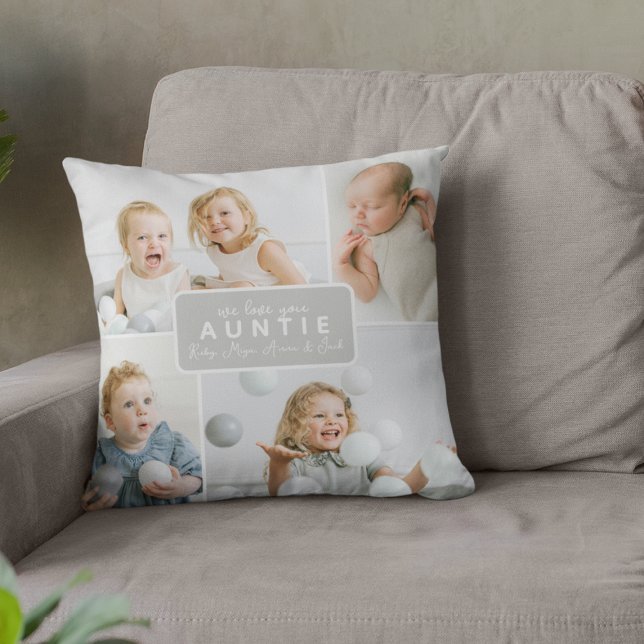 Coussin Modern Auntie 4 Photo Gray (Créateur téléchargé)