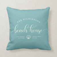Modern Beach House Nom de famille Script City Blue