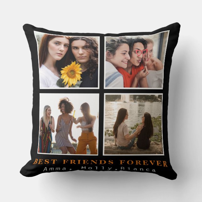 Coussin Modern Best Friends Forever Photo Collage | Bestie (Recto)