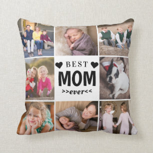 Coussin Modern Best Mom Ever 8 Photo Collage Mère Mère Mam