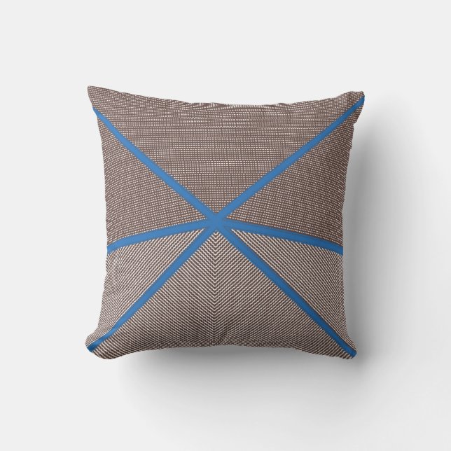 Coussin Modern Blue and Brown Geometric Outdoor Pillow |  (Recto)