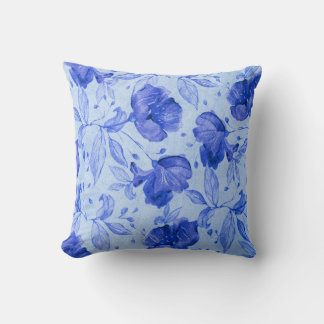 Coussin Modern Blue Flower Cushion Cover for Living Room
