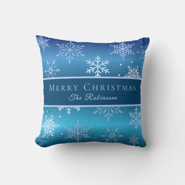Coussin Modern Blue Snowflakes  (Recto)