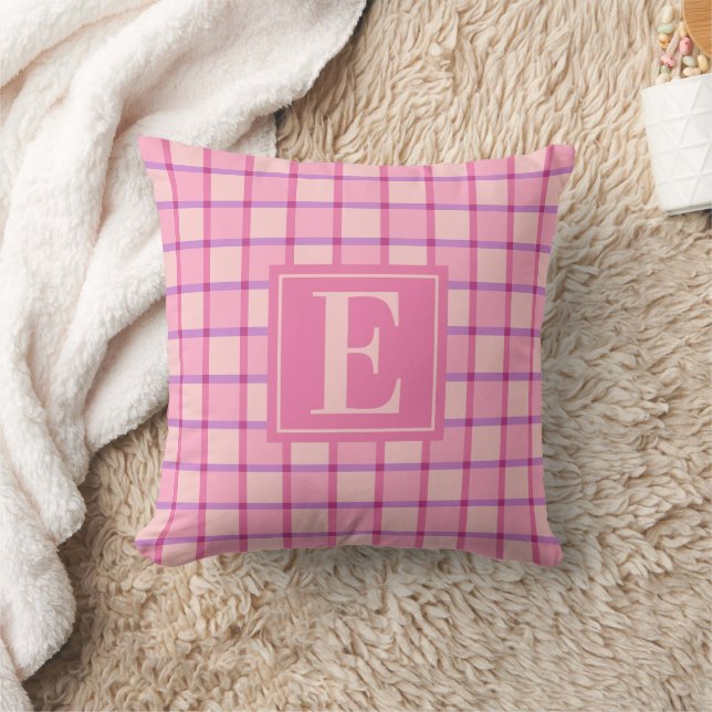 Coussin Modern Checker Pink Purple Monogram (Couverture)