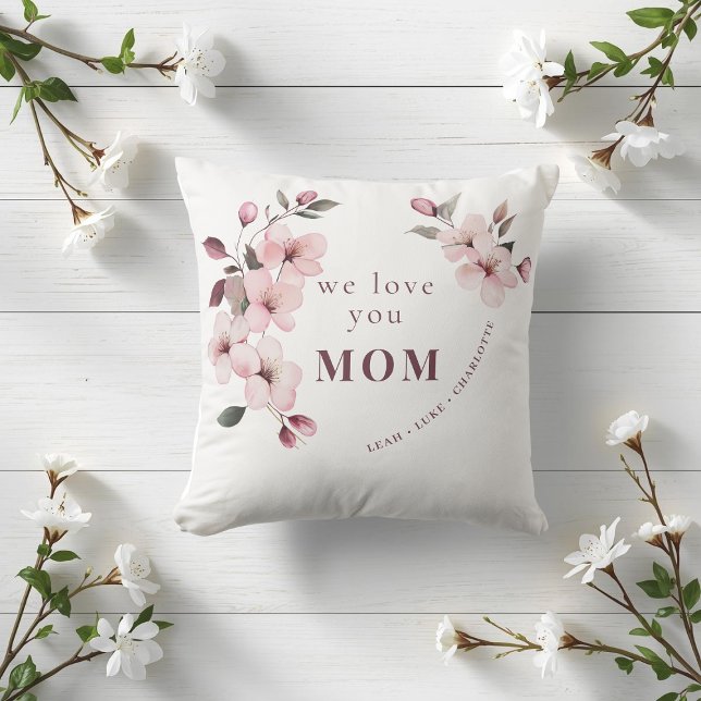 Coussin Modern Floral Personalized Mothers Day Gift (Créateur téléchargé)