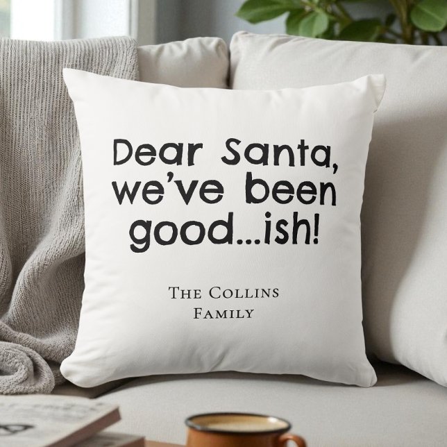 Coussin Modern Funny Père Noël Black Festive Humour Noël (Modern Funny Santa Black Festive Humor Christmas Throw Pillow)