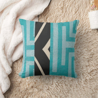 Coussin Modern Geometric (blue + black) 2-sided