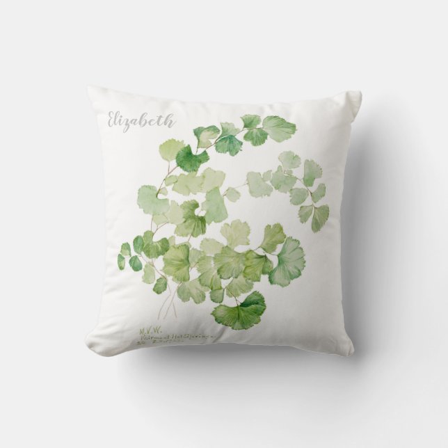 Coussin Modern Green Botanical Watercolor Painting (Recto)