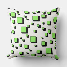 Modern Green Geometric Square Pattern Throw Pillow