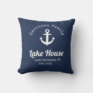 Coussin Modern Lake House Nom de famille