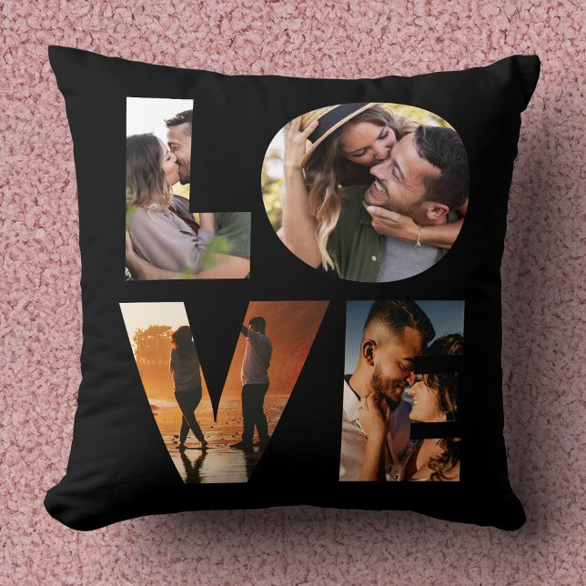 Coussin Modern LOVE Photo Collage Cutout Saint Valentin (Créateur téléchargé)