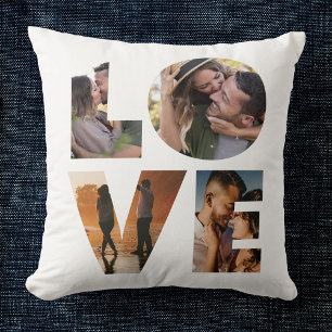 Coussin Modern LOVE Photo Collage Cutout Saint Valentin
