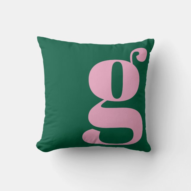 Coussin Modern Monogram Initial Letter Preppy Pink Green (Recto)