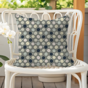 Coussin Modern Paint Dots Vert Sauge Bleu Marine Pastel