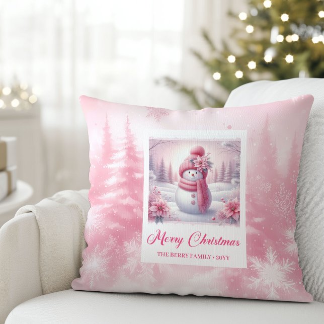 Coussin Modern Pinkmas Cozy Winter Forest Kids Gift Holida (Modern Pinkmas Cozy Winter Forest Kids Gift Holiday Christmas Pillow)