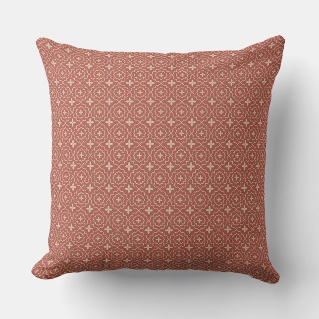 Coussin Modern Red Geometric Pattern Throw Pillow  (Recto)