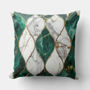 Coussin Modern Royal Emerald Green Mosaic & Gold Pillow